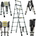 thumbnail image 2 of A-Frame Aluminum Telescoping Ladder 6+7 Step Ladder Extension Step Ladder Multi-Purpose Folding Portable Household Heavy Duty for Clean Decoration Home Garage Kitchen (2.0-2.3M,330lb Max Load,EN131), 2 of 7