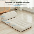 thumbnail image 6 of MUZZ Foldable Floor Sofa Bed,Convertible Folding Lazy Sofa Cushion with Pillows,Corduroy Futon Sofa Sleeper Chair,Adjustable Lounge Couch Chair for Living Room/Bedroom/Guest Room,Beige, 6 of 14