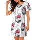 thumbnail image 2 of Fotbe Cute Poodle Dog Bata de Dormir para Mujer con Estampado, Camisón de Algodón de Manga Corta, Ropa de Dormir Casual, 2 of 6