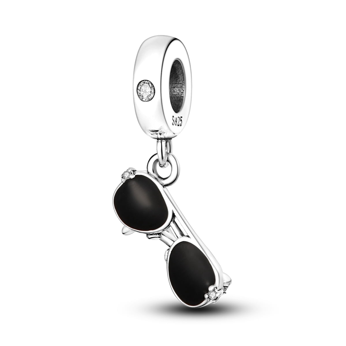 MULA Women's Charm for Bracelet 925 Sterling Silver Charms Funny Black Sunglasses Bead Gift for Her
