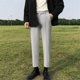 thumbnail image 3 of Pantalones de traje de negocios rectos y ajustados para hombre, de cintura alta, fluidos, para oficina, trabajo, social, sastrería, pantalones trenzados para hombres., 3 of 5