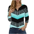thumbnail image 1 of Blusas de Manga Corta para las Mujeres Impresas 3/4 Manga Cuello Redondo Blusa Casual, Ligero Diario Superior, 1 of 5