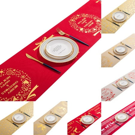 

SPRING PARK Christmas Table Runner Xmas Patterns Holiday Table Runners for Home Party Decoration