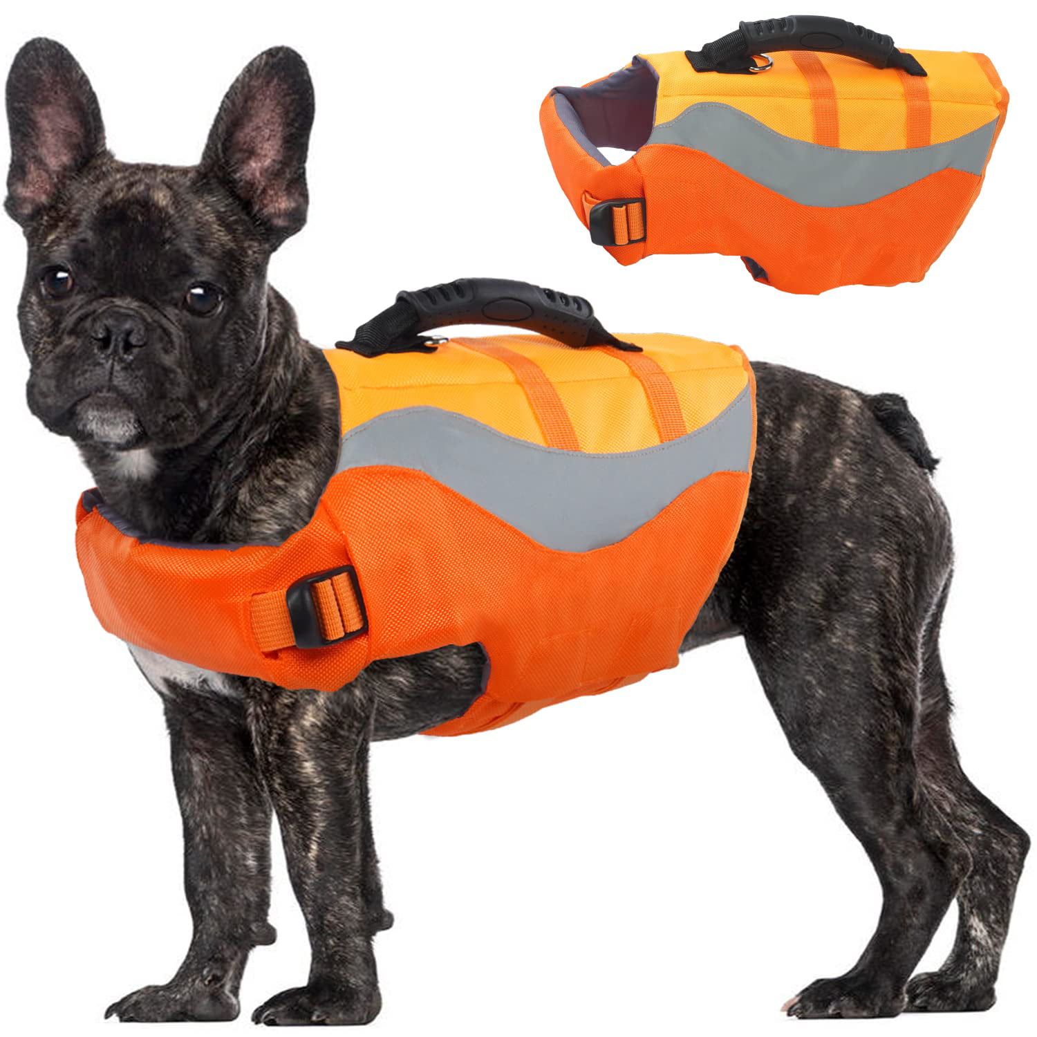 Ripstop Pets Floatation Lifesaver Puppy Reflective Safety Swimsuit Preserver IDOMIK Dog Life Jacket Vest Adjustable Life Coat with Rescue Handle for Small Medium Large Dogs Swimming Surfing Boating 