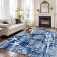 thumbnail image 2 of Navy Blue Coastal Area Rugs 5'x8', Washable Small Throw Rugs for Classroom Bedroom, Nautical Coral Starfish Shell Octopus Sea Indoor Outdoor Rug Non-Slip Low Pile Carpet Runner Reversible Floor Mats, 2 of 8