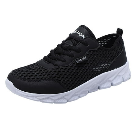 

Sneakers for Men Fashion Summer Men Sneakers Mesh Breathable Comfortable Lightweight Flat Soft Lace Up Casual Mens Sneakers Mesh Black 40