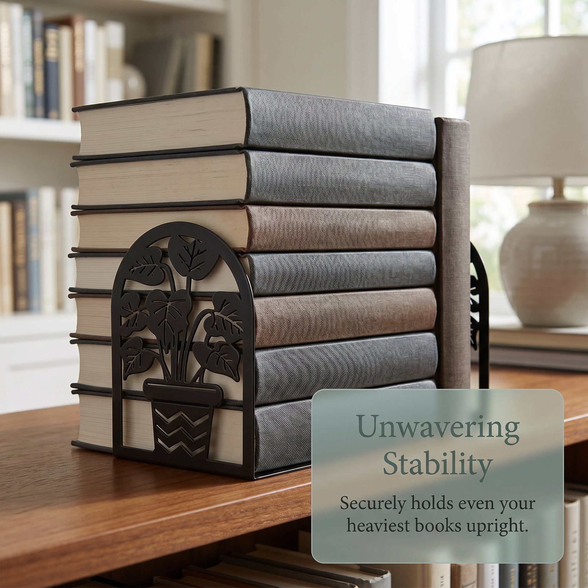 Unique Bargains Metal Tree Design Book Ends for Shelves Black Plant StyleG 4.7"x3.5"x6.8"