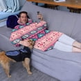 thumbnail image 3 of Wearable Oversized Blanket,Pink and Teal Geometric Boho Pattern Wearable Blanket Hoodie for Adults,Cozy Hooded Blankets with Super Pockets,Super Warm Fuzzy Pullover for Women & Men, 3 of 6