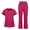 Rose Pink, variant on Women's Medical Scrubs Set - Quick Dry V-Neck Top with Pants, Multiple Pockets, Adjustable Drawstring, 10 colors
