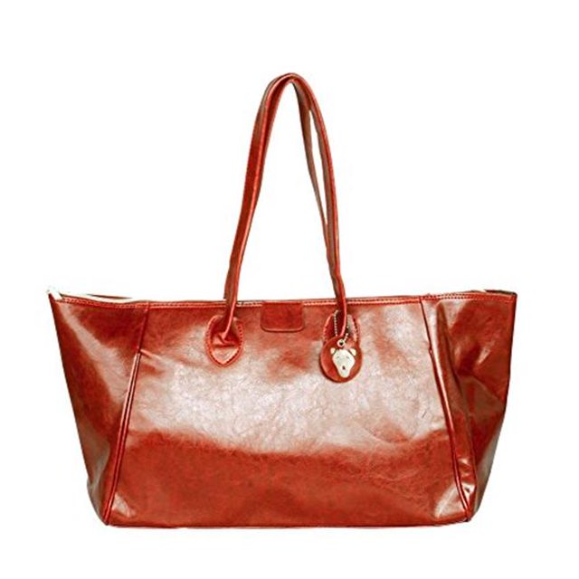 XX39-COFFEE Only Time - Stylish Coffee Double Handle Leatherette Bag Handbag Purse