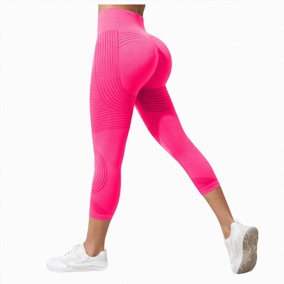 enyan Womens Leggings Seamless Butt Lifting Train Control Sculpting Leggings(Hot Pink,L)