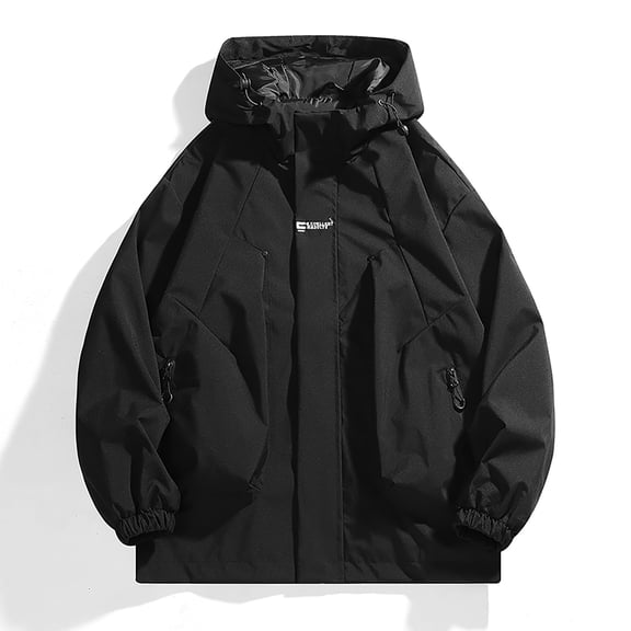 Maoxin Mens Jacket Men's Stitching Drawstring Hooded Slim Fashion Jacket Coat Outwear Jackets for Men , Black , XL