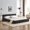 DARK GREY, variant on Queen Size Upholstered Bed Frame with Thick Fabric, Chenille Fabric Grounded Queen Size Platform Bed with Headboard and Solid Frame. No Box Spring Needed, Pink