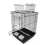 Veryke 46" Steel Wire Bird Cage, Bird Cage for Parrot Canary Parakeet Cockatiel with 3 Wood Perches 4 Food Cups, Black