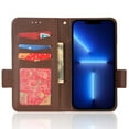 thumbnail image 6 of Wallet Case for iPhone 15 Pro Max Card Slots Holder Kickstand Flip Case, Lychee Pattern PU Leather Shockproof Cover with Magnetic Clasp Drop Resistant Phone Case, Brown, 6 of 6