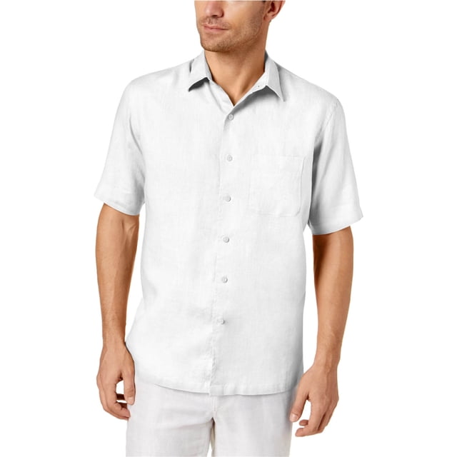 Tasso Elba Camisa abotonada con bolsillo para hombre, blanca, pequeña