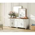 thumbnail image 3 of Buffet Cabinet with 4 Doors and 2 Drawers, Large Kitchen Storage Cabinets Wood Coffee Bar Tables with Adjustable Shelf, Modern Farmhouse Sideboard for Dining Room, Living Room, Off White, 68 inch, 3 of 6