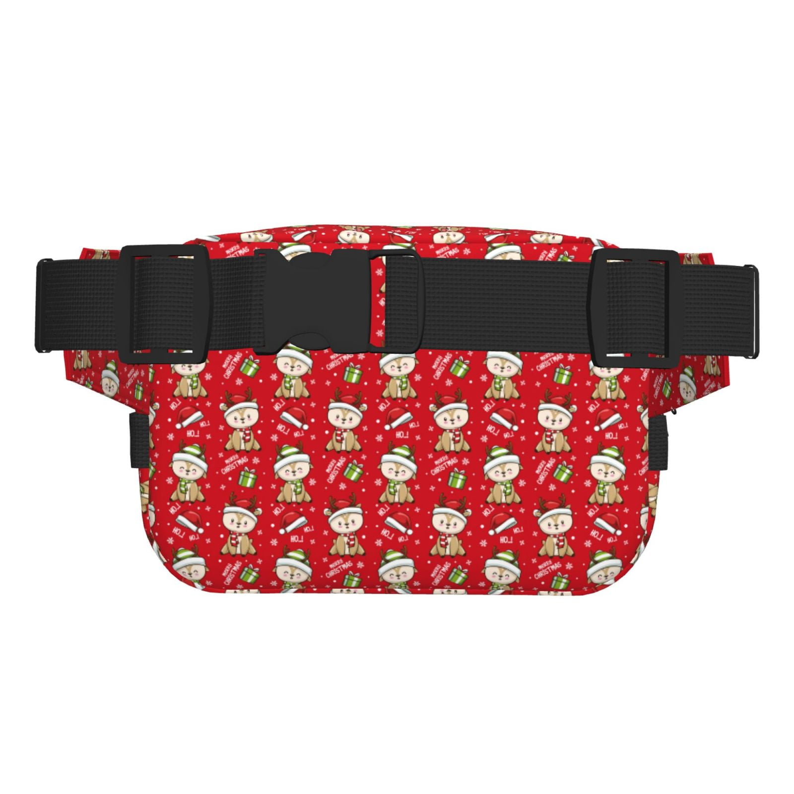 Picia cute Christmas Moose Print Square Double-Layer Waist Bag Mini Adjustable Waist Belt Bag Exercise Running Travel Hiking