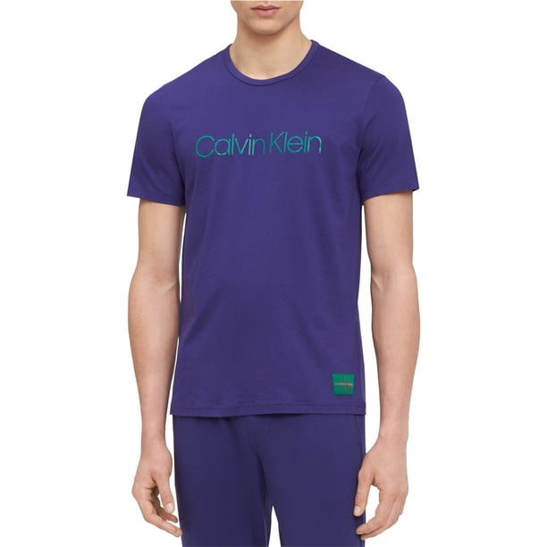 Camiseta básica con monograma Calvin Klein para hombre morado pequeña
