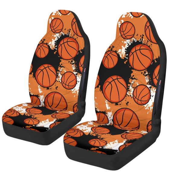 Uourmeti Basketball Print Front Seat Covers for Cars, Set of 2 Washable Polyester Fabric Protective Interior Accessory for Auto Trucks Vehicles