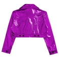 thumbnail image 3 of Doomiva Kids Girls Metallic Motorcycle PU Jacket Sparkly Zip Up Moto Biker Coat Outwear Boys Dancewear Streetwear Purple 14, 3 of 6