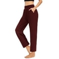 thumbnail image 2 of Stamzod Yoga Pants with Pockets for Women Summer Solid Color Stretch Waist Trousers Casual Loose Workout Pants Women Clothing on Clearance Wine XXXL, 2 of 7