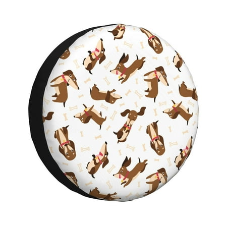 Spare Tire Cover Dachshund bones funny cute Wheel Cover Tire Covers for Trailers Car Truck Camper Universal Tire Covering Fits Diameter 17 inch