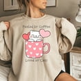 thumbnail image 4 of Cute Cats Fueled by Coffee Loved By Cats Valentine Sweatshirt, 4 of 10
