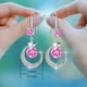 thumbnail image 3 of Gorgeous 925 Sterling Silver Star Moon Earrings with White Sapphire & Pink & Blue Artificial Dangle - Perfect for Brides, Weddings, Engagements, Anniversaries & Valentine's Day!, 3 of 4