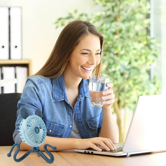 HEMOTON Mini Baby Stroller Fan Rechargeable Fan Office Desk Fan Portable Fan for Travel