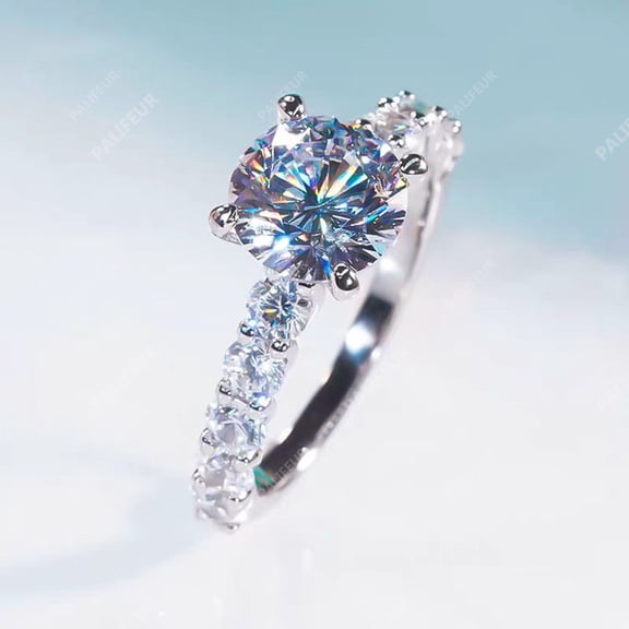 Engagement Ring for Women Cubic Zirconia 4 Prong Solitaire Wedding Band Stainless Steel Silver Stackable Jewelry Size 6 by PALIFEUR