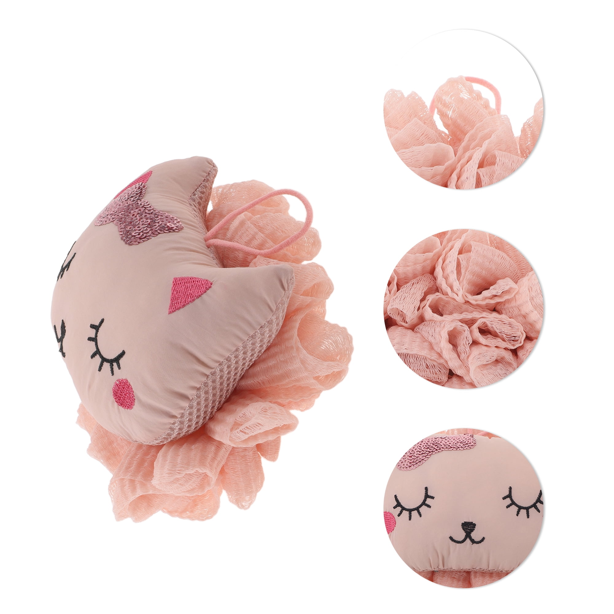 Unique Bargains Cartoon Bath Sponge Body Scrubber for Bathroom 1 Pc Pink