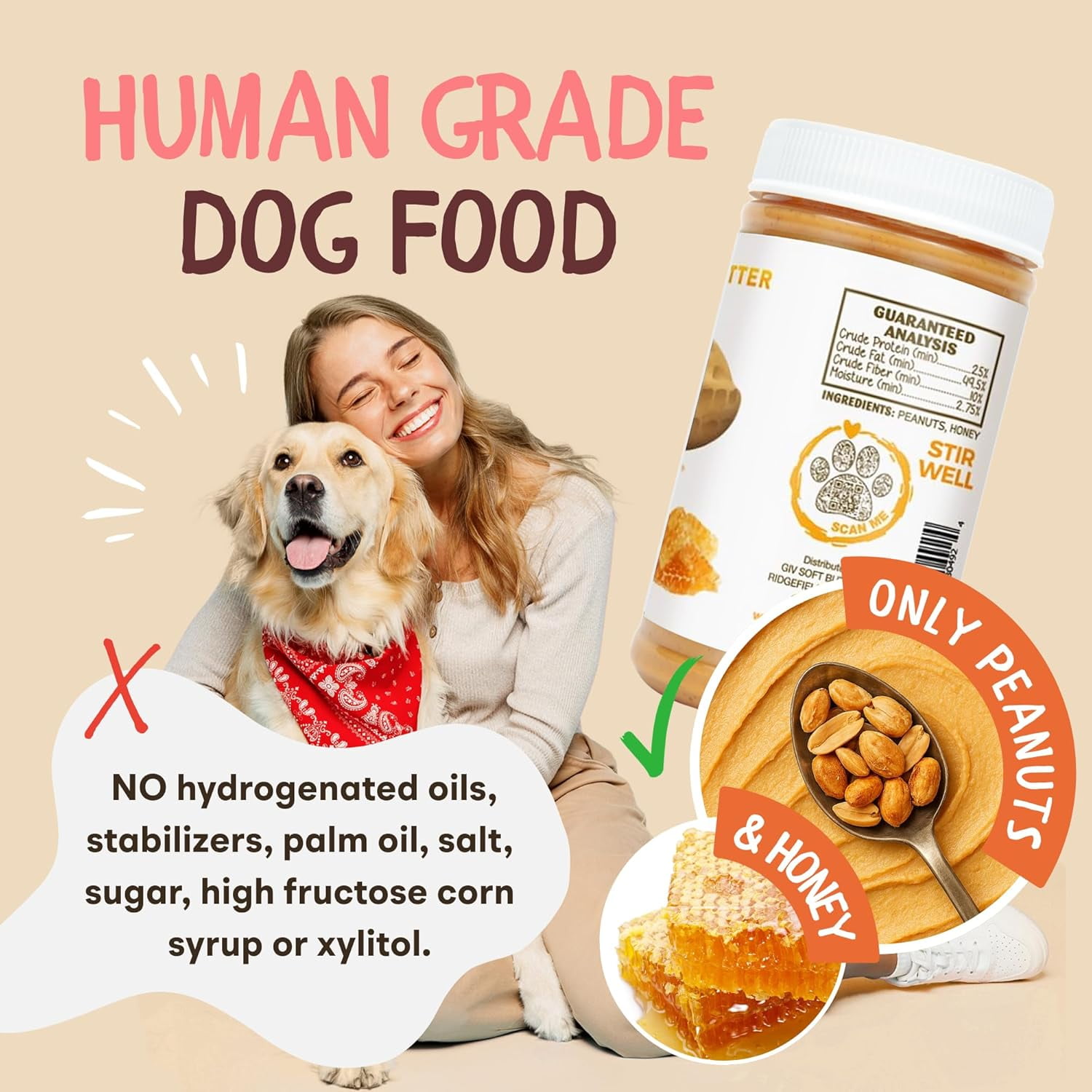 giv All Natural Peanut Butter for Dogs, 4oz Pouch, Pack of 9, Training Treat