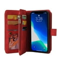thumbnail image 3 of Dteck Case for iPhone 11 Pro Max 6.5-inch,Retro Magnetic Leather Card Holder Wallet Zipper Flip Case Kickstand Protector Purse Shockrpoof Strap Cover,Red, 3 of 8