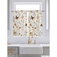 thumbnail image 2 of Tier Curtains 45 Inches Long, Retro Spring Floral Window Treatment Curtain Drapes, Brown Butterfly Botanical Window Half Privacy Curtains for Bedroom Bathroom, 42"x45", 2 Panels, 2 of 7