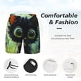 thumbnail image 2 of Kdxio Cute Big-Eyed Black Cat Print Men's Swim Trunks with Compression Liner 7 Inch Inseam Quick Dry Swim Shorts, 2 of 5