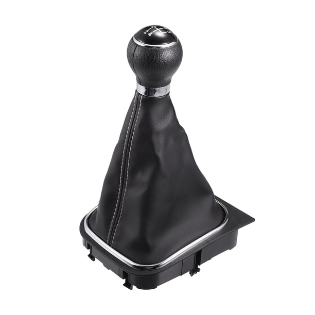 1 Set Shift Knob with Boot Cover Compatible for VW Golf 6 MK5 2005-2014 Faux Leather Black White 5 Speed