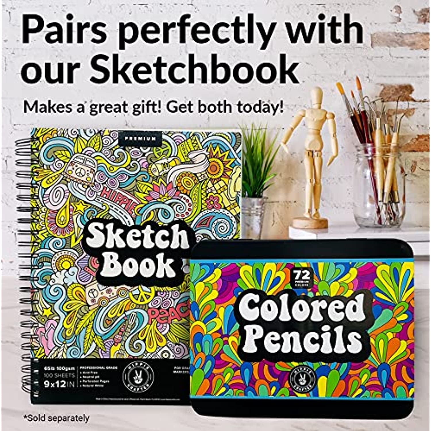 Hippie Crafter 72 Colored Pencils for Artists Professional Coloring Pencil Colors for Adults Art