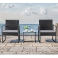 thumbnail image 2 of Homall 3-Piece Casual Bistro Set with Wicker Chairs and Coffee Table for Patio Furniture, Grey, 2 of 7