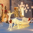 thumbnail image 4 of Costway 6 FT Christmas Lighted Reindeer & Santa's Sleigh W/ 215 LED Lights & 4 Stakes Gold, 4 of 8