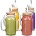 thumbnail image 1 of Vasos tipo mason jar de vidrio ANOTION de 700 ml con tapa y pajilla, 1 of 7