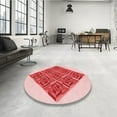 thumbnail image 4 of Ahgly Company Machine Washable Indoor Round Transitional Deep Rose Pink Area Rugs, 4' Round, 4 of 7