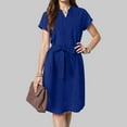 thumbnail image 2 of vigerkar Women's Summer Short Sleeve Midi Dress Casual V Neck Work Party A-Line Knee-Length Dresses with Belt BU2, XXL, 2 of 6