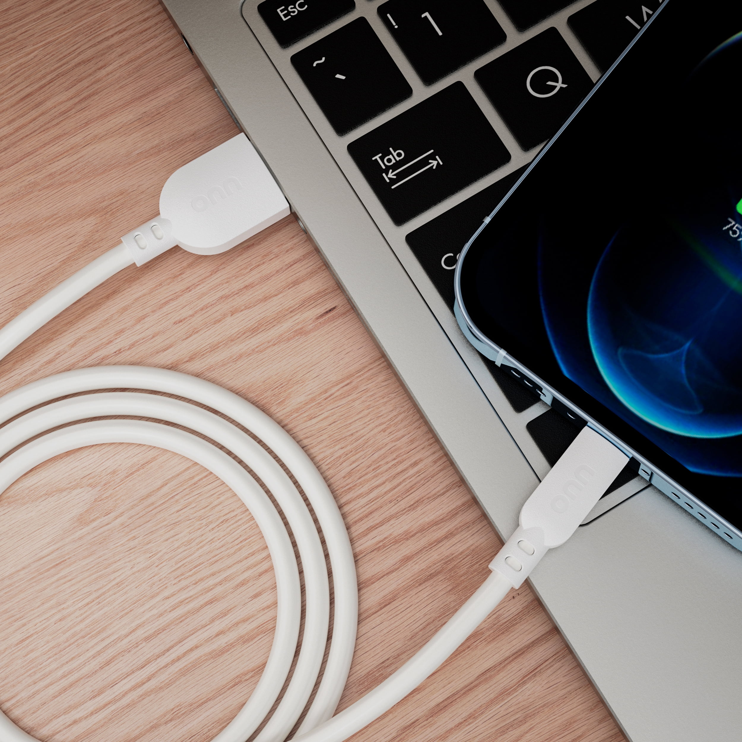 onn 6' Lightning to USB Charging Cable for iPhone/iPad/iPod, White