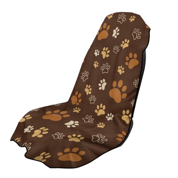 XYZCANDO Car Seat Cover Towel Sweat-Absorbent Sport Towel Seat Cushion for Beach Travel, Towel Car Seat Cover Soft, Paw Print Brown