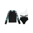 thumbnail image 3 of YEAHDOR Girls Two-pieces Swimsuit Swimwear Sun Protection Swim Shirt with One-piece Swimsuit Rashguard Black 8, 3 of 7
