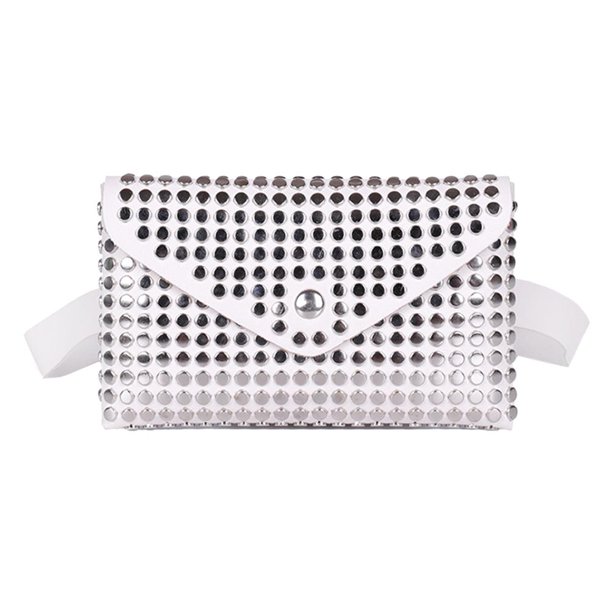Sywqhk Rivet Flip Leder Schultertasche Damen Taille Brust Umhängetasche (Weiß) Sywqhk Para estrenar