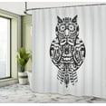 thumbnail image 5 of Ambesonne Owl Print Shower Curtain, Zentangle Graphic Bird, 69"Wx75"L, Dark Brown Pale Taupe, 5 of 5