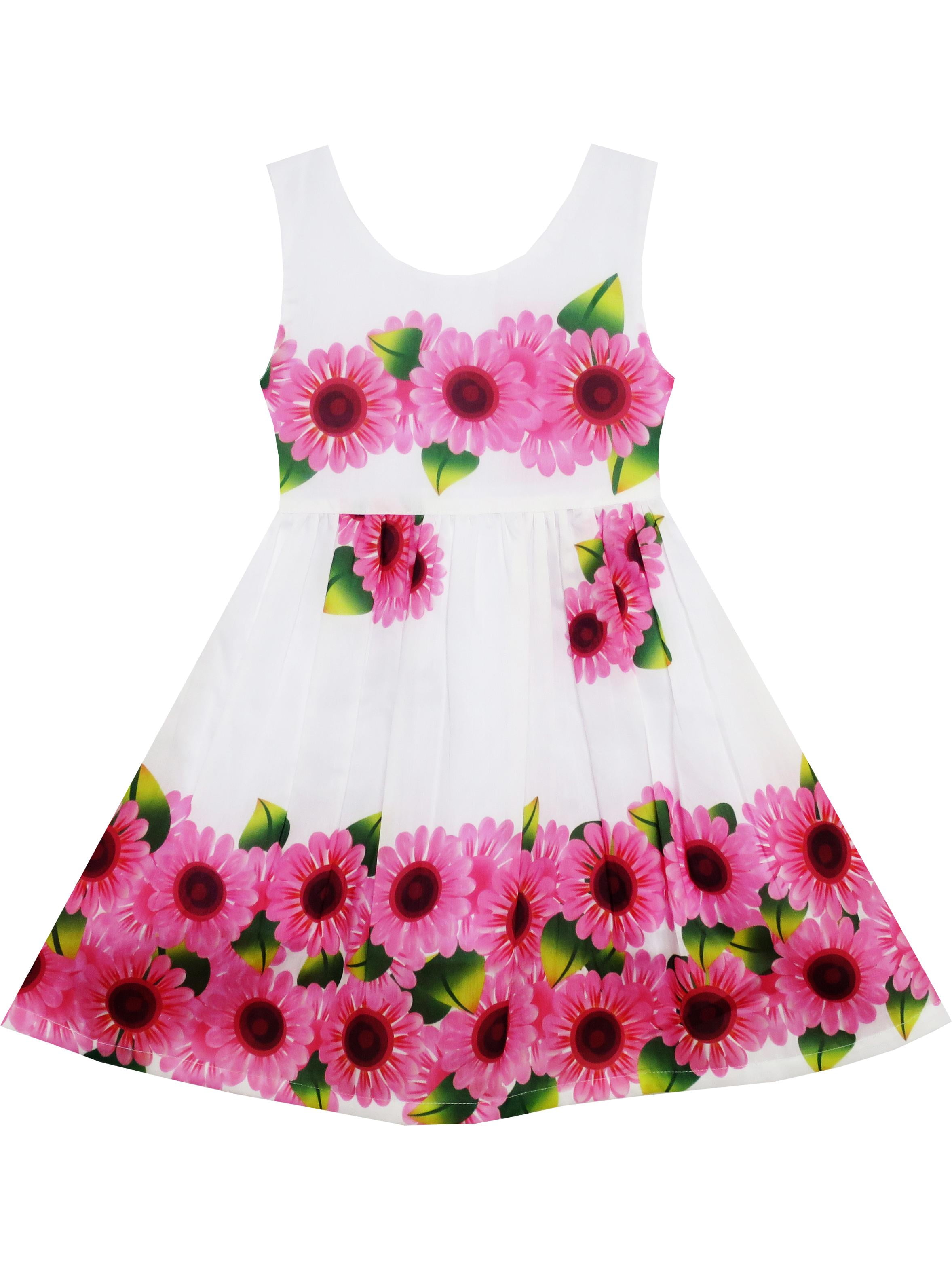 pink dress with green leaves