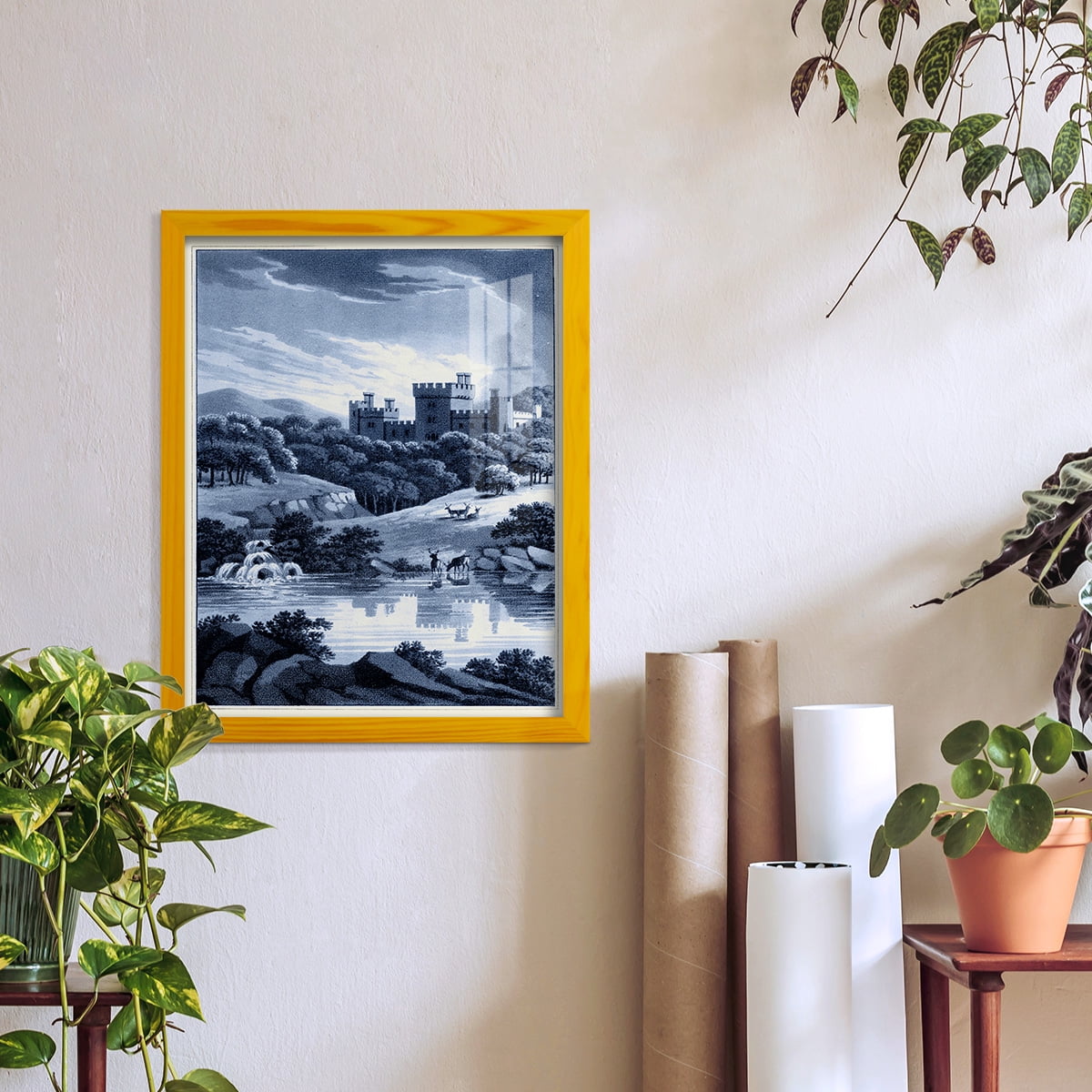 Estate View II -Framed Print w/glass-Sunflower Yellow